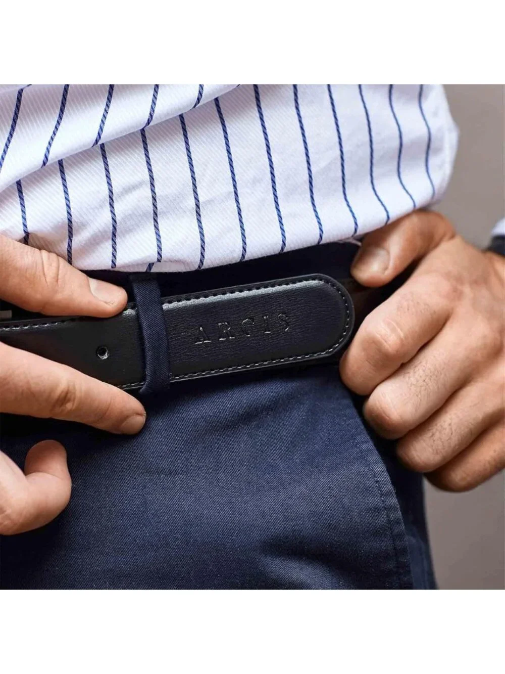 Reversible Men's Belt - Black & Brown Cowhide Minimalist Style for Work & Casual